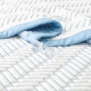 HEIRLOOM Ice Cool固定鬆緊帶床墊  涼感墊  人字紋藍色  King Size