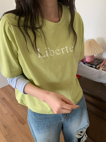 韓系Liberté字母短袖款｜法式極簡顯瘦涼感棉T