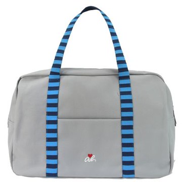 agnes.b ab heart 雙槓條紋旅行波士頓包(灰)/展示品