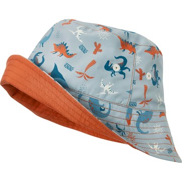 德國PlayShoes 嬰兒童抗UV防曬水陸兩用雙面漁夫帽-滿版恐龍 - 55cm