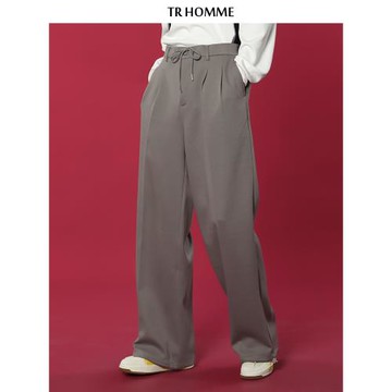 TR HOMME 秋季新款衛褲男純色寬松直筒百搭垂墜運動長褲子男潮牌