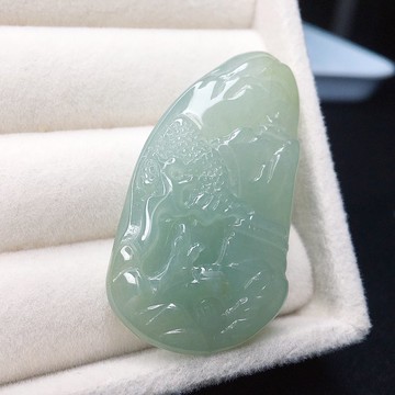 冰種翡翠山水牌 | 天然緬甸A貨翡翠 | 送禮