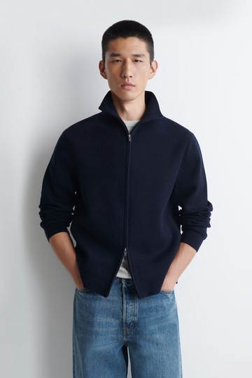 男裝 Milano 針織漏斗領拉鍊外套