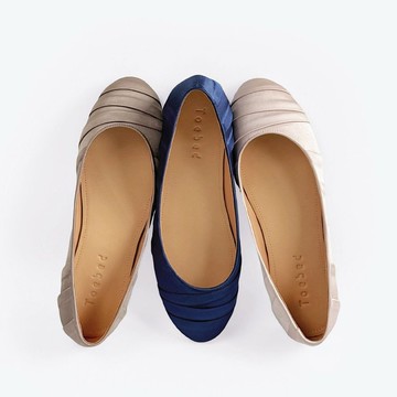 Ori 重工褶皺緞面芭蕾鞋 | 淺口優雅甜美款 | 西班牙手工單鞋