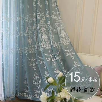 批發批發北歐風格紗簾白色窗紗簡約繡花客廳窗簾2026年新款歐式刺