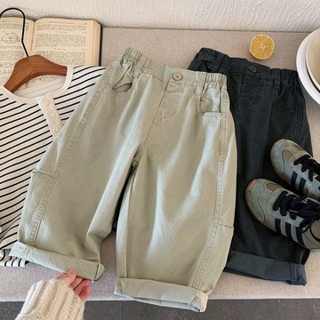 【臺灣出貨】秋季 褲子 男童褲子2026春秋新款童裝純色復古休閒褲兒童潮流直筒百搭長褲潮