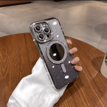 閃鑽磁吸鏡子殼 防摔 保護殼 適用 蘋果 iPhone 18 17 16 15 14 13 12 Pro max 手機殼