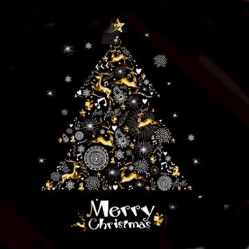 JB Design 聖誕樹系列 時尚壁貼 QCJ8055 金色聖誕樹  90 X 60cm  彩色