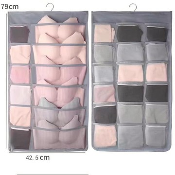 【台灣現貨】超大容量雙面掛袋【18+12格】衣櫥掛袋 內衣掛袋 掛袋 分隔掛袋 衣櫃懸掛式掛袋衣櫃襪子胸罩收納袋收納神器