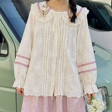 重工刺繡花边襯衫892469