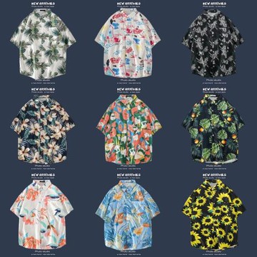 短袖花襯衫海南島服沙灘服三亞夏威風泰國旅游男情侶休閑寬松外套