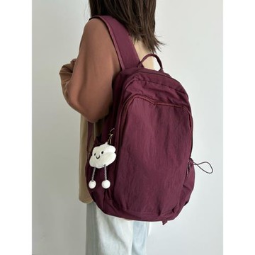 輕便大容量雙肩包ins風簡約日系純色學生書包防潑水登山旅游背包