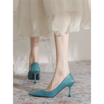 歐洲站2025年新款四季職業高跟鞋女淺口尖頭細跟干練氣質通勤單鞋