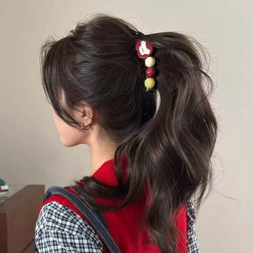 🌸爆款直降價🌸 髮圈 綁頭 髮飾 頭飾 飾品 配件 可愛紅色新春小狗香蕉夾髮夾女2026新款高馬尾扭扭夾豎夾高級感