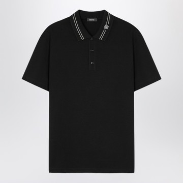 Black polo shirt with Medusa embroidery