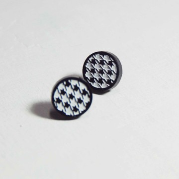 復古圓型款千鳥紋/抗過敏鋼針/可改夾式/壓克力材質