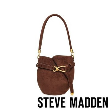 STEVE MADDEN-時尚雙帶扣手提水桶包BKARLEY-絨棕色