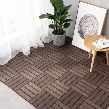 Meric Garden 環保防水防腐拼接塑木地板_36入/組(19款任選) - L型直條紋柚木色