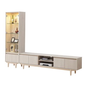 唯熙傢俱-菲卡年輪白9尺L型電視櫃