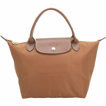 LONGCHAMP Le pliage 原創系列 短提把尼龍摺疊水餃包(S/白蘭地棕)