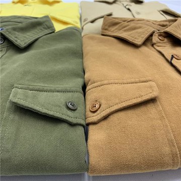 厚實重磅磨毛襯衫男純棉水洗美式休閑復古工裝青年秋冬寬松外套男