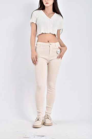 (S) avenir質感內刷毛杏色長褲