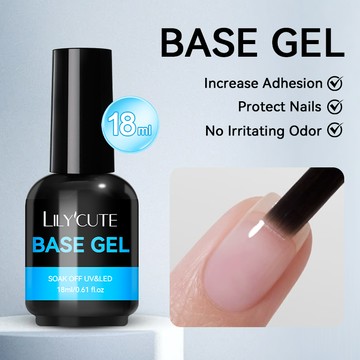 LILYCUTE 18ML 基礎凝膠指甲油面漆功能 UV 凝膠半永久浸泡 UV LED 指甲油