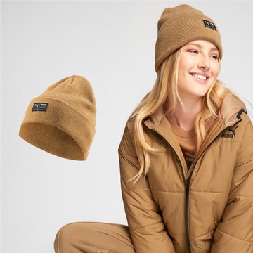 Puma 毛帽 Archive Heather 棕 黑 奶茶 焦糖棕 反折 保暖 針織 帽子 情侶款 02173922