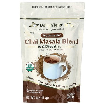 DelighTeas, 阿育吠陀馬薩拉柴混合，無咖啡萃取，4 盎司（113 克）