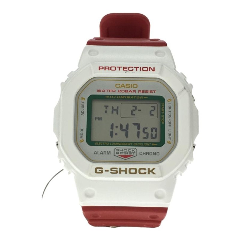 CASIO◇クォーツ腕時計_G-SHOCK/デジタル/ラバー/WHT/RED | LINEショッピング