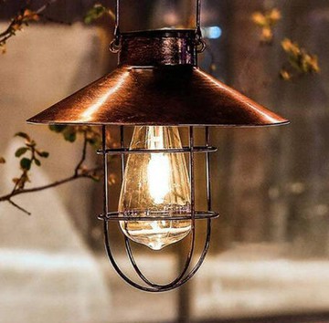 【免運】燈籠 便捷式燈 戶外燈 戶外太陽能鐵藝鎢絲燈泡 圓盤掛燈 花園露臺裝飾 露營復古手提燈籠