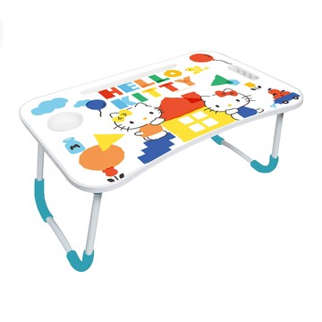 收納王妃 - 三麗鷗Sanrio【積木KITTY】摺疊床上桌 懶人桌 小桌子 附杯架 摺疊桌