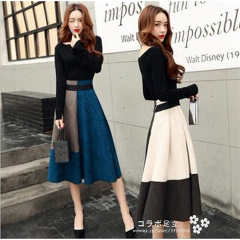 秋ワンピース 2点セット 長袖 セットアップ ｖネック ミディアム丈 膝丈 無地 秋服 秋物 体型カバー Aライン 日常ワンピース 通販 Lineポイント最大1 0 Get Lineショッピング