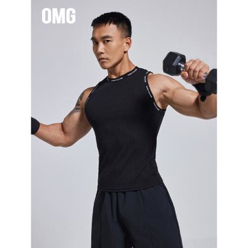 OMG潮牌 設計感夏季緊身健身背心男寬松透氣彈力運動無袖t恤訓練