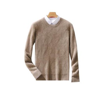 【米蘭精品】羊毛毛衣長袖針織衫-緹花加厚休閒商務男上衣6色74hn3