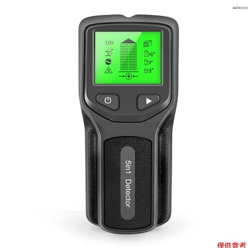 HW430 5合1螺柱探測器牆壁掃描儀數字手持專業多功能牆壁探測器帶電電線電纜金屬探測器掃描儀 黑色 出貨不配電池