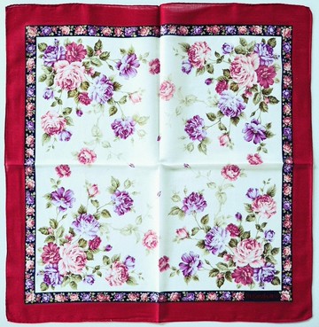 Yves Saint Laurent 古董手帕 英式玫瑰花卉 19 x 18.5 英吋