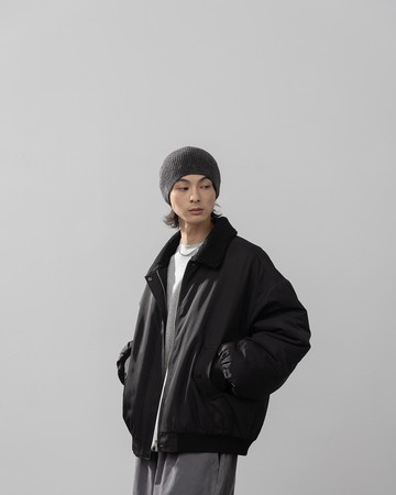 男裝 毛絨翻領刷毛飛行夾克外套 M/L