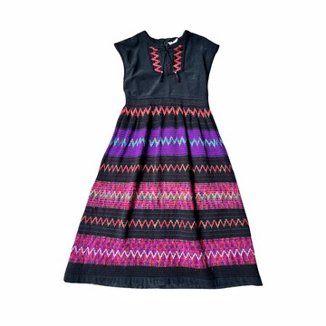 日本古著 刺繡領口綁帶無袖洋裝