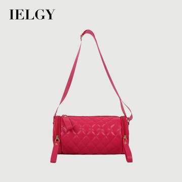 IELGY 菱形休閒斜挎純色圓筒包女