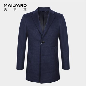 MAILYARD/美爾雅中長款毛呢大衣 商務休閑男士冬季夾層外套厚 155