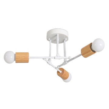 Honey Comb 北歐風橡木半吸頂三燈臥室燈 KC2327 簡約設計 溫馨舒適