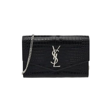 SAINT LAURENT 607788 UPTOWN 鱷魚壓紋翻蓋包鏈條包