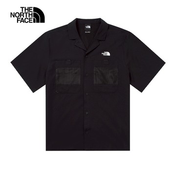 【零碼特降】【官網獨家】The North Face北面男款UPF黑色吸濕排汗防曬胸前口袋短袖襯衫｜83TPJK3