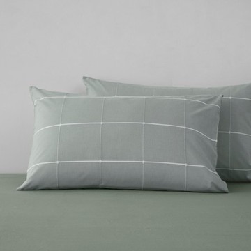 奧可利十字色織純棉枕套2入 綠