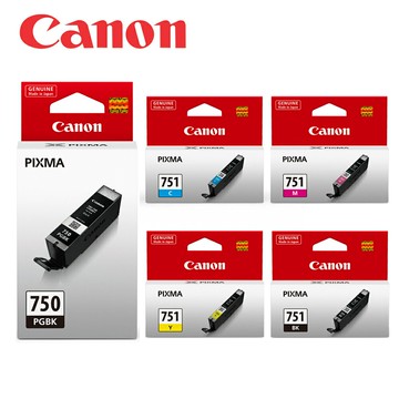 CANON PGI-750BK+CLI-751BK/C/M/Y 原廠墨水組合(2黑3彩)