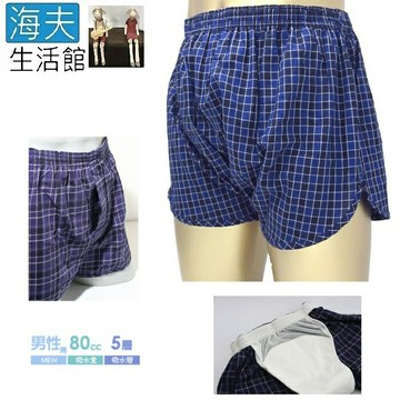 【海夫生活館】蕾莎 日本男用 藍格防漏安心褲(80cc)[C486x]