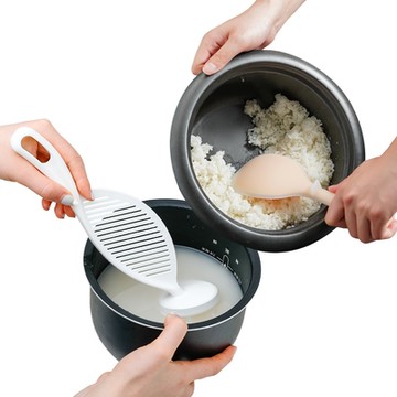 日本SP SAUCE可立式不沾黏飯勺+洗米器(2件組)