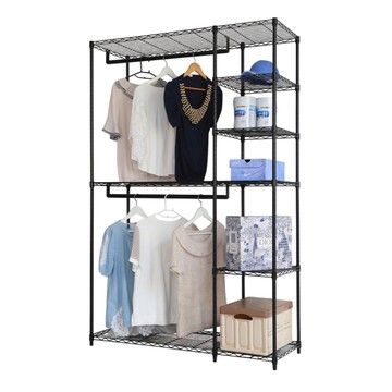 【品樂生活】45X120X210CM 黑惡魔六層雙桿吊衣架組(無布套)/六層大衣櫥/六吊衣櫥/六層衣櫥/衣櫥櫃