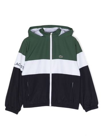 Lacoste Kids - logo-patch colour-block jacket - kids - Polyester/Polyester - 14 yrs - Green